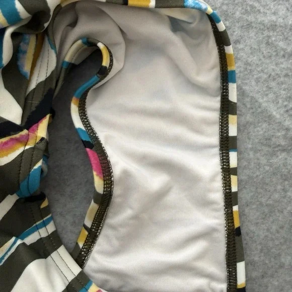 DKNY Zebra Multicolor Stripe Ruffle One Piece Swimsuit Women's 12 Swimming Suit - Picture 12 of 13